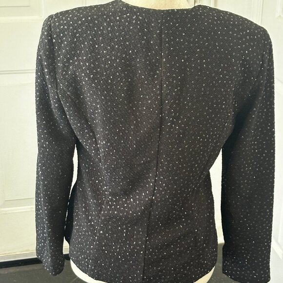 Vintage Jessica Howard Black Glitter Jacket, Rhinestone Buttons, Sz 10 - Picture 6 of 9